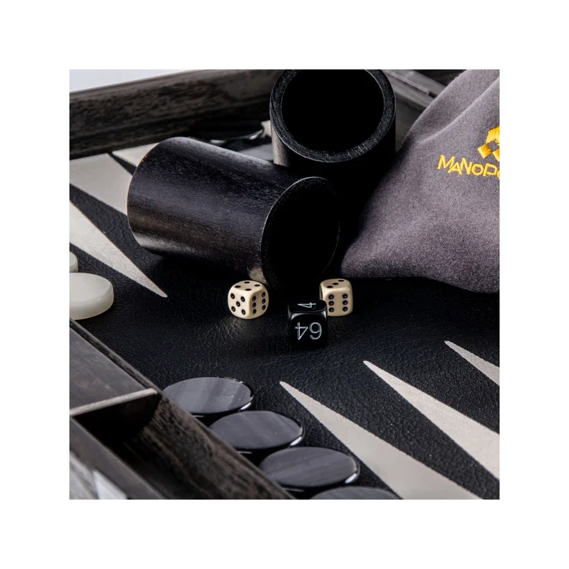 Premium Backgammon Træ Kunstlæder Sort 48 x 30 cm - Image 3