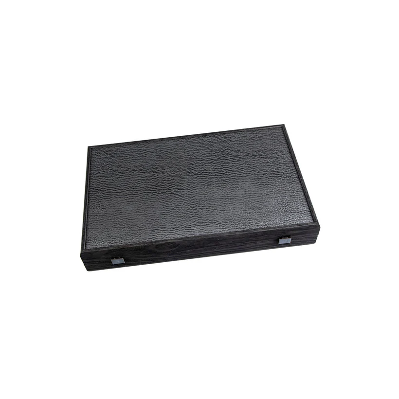 Premium Backgammon Træ Kunstlæder Sort 48 x 30 cm - Image 4