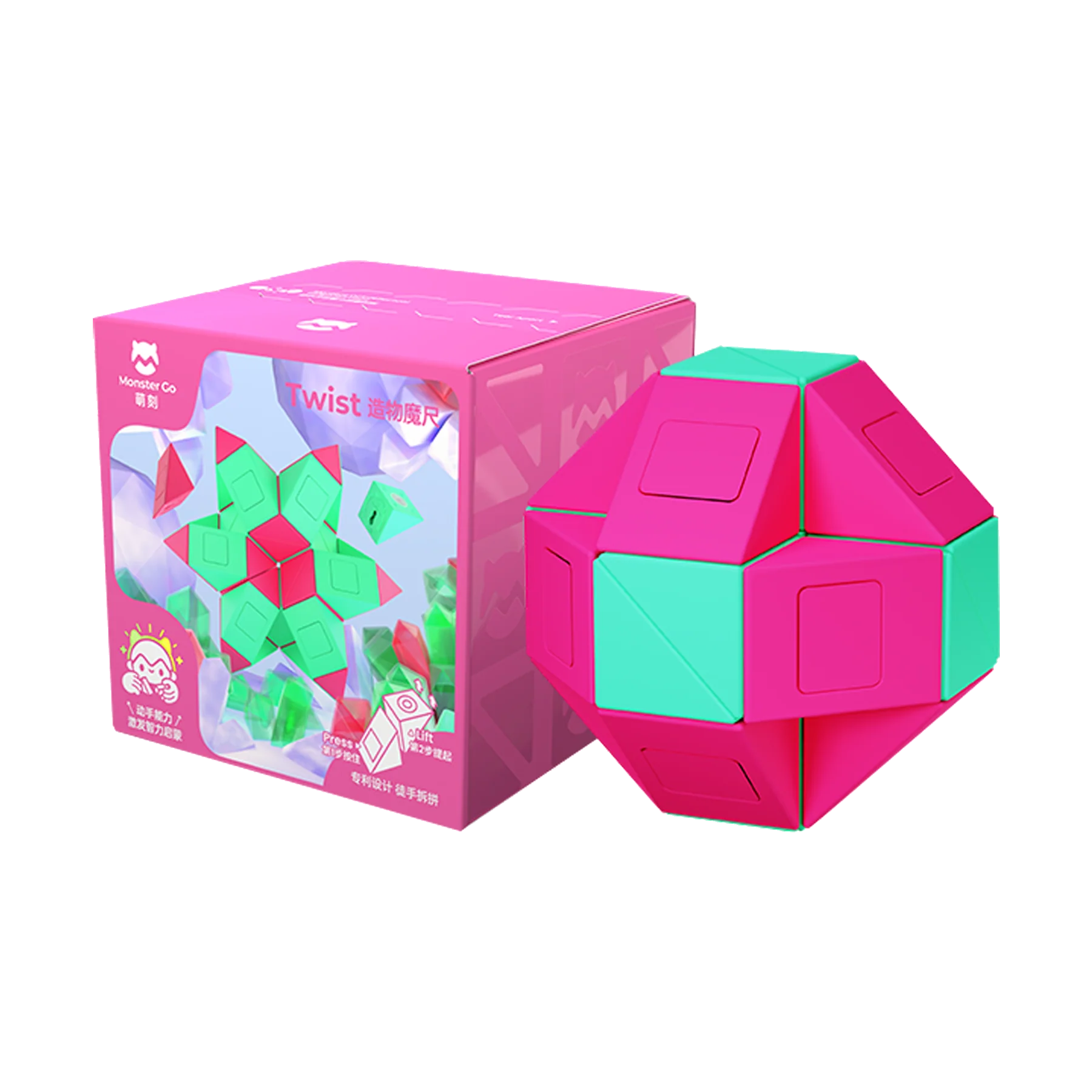 Cube Snake Twist Pink/Grøn