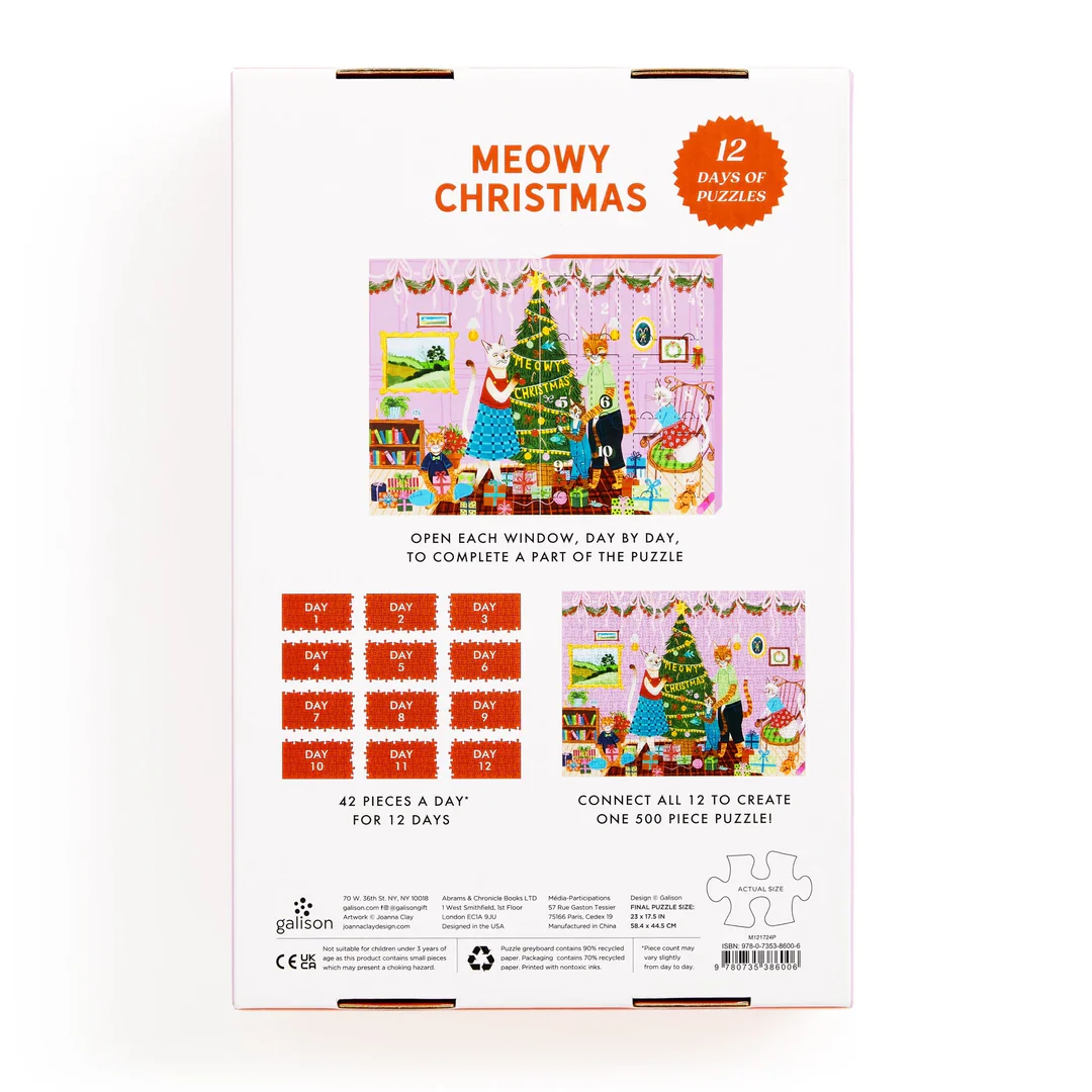 Meowy Christmas 12 Days Of Puzzle Galison - 500 brikker - Image 3