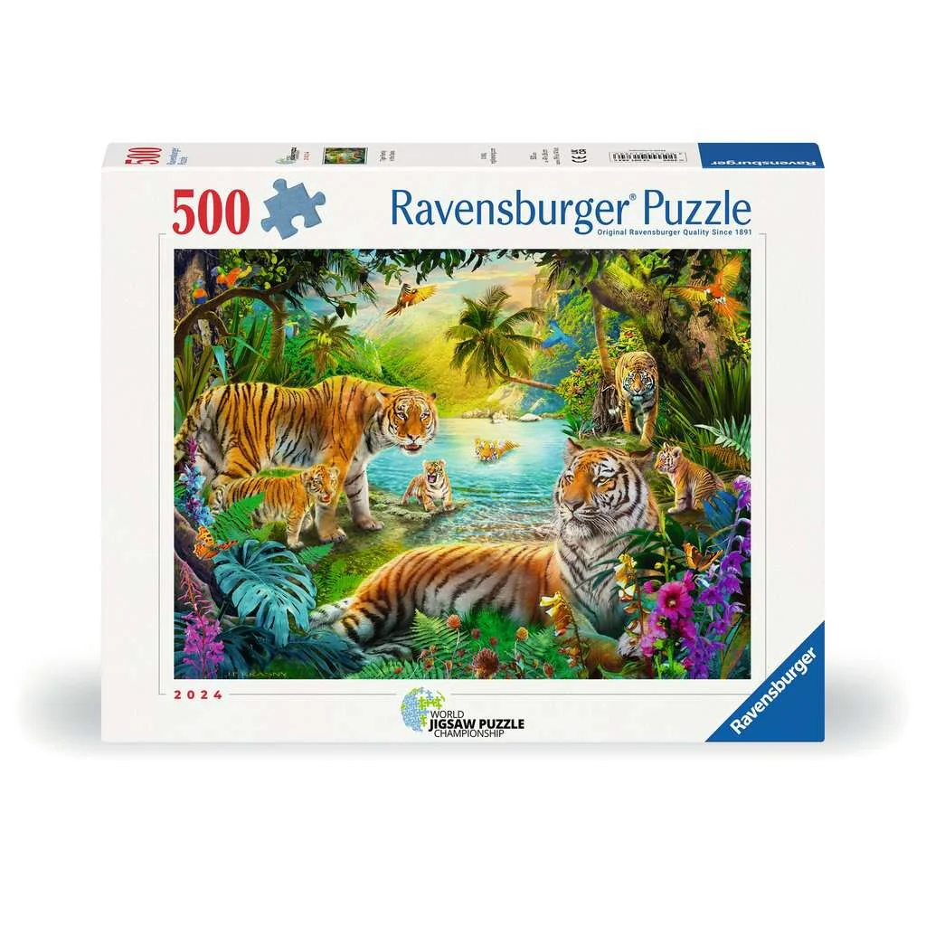 Tiger Family In The Oasis - 500 Brikker